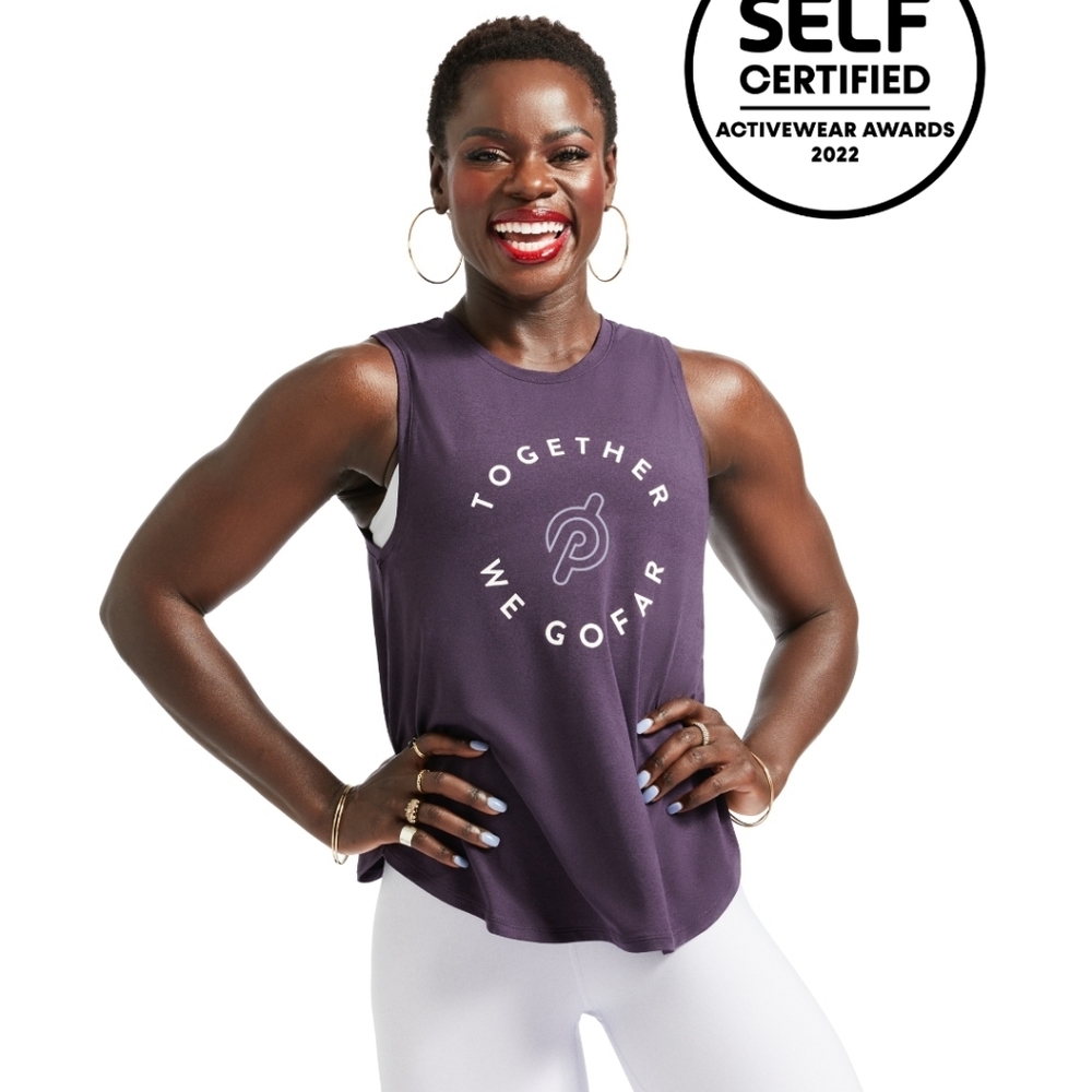 Peloton Women's DreamBlend Scoop Muscle Tank Top Shirt Purple Sz Small NEW